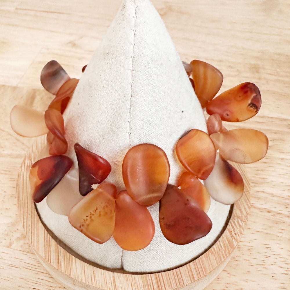 Petal Agate Stretch Bracelet Earthy Brown Orange Beachy Boho Statement